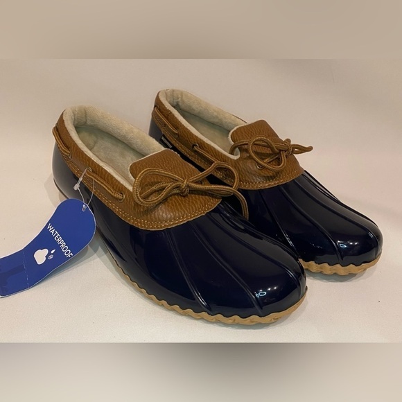 NWT JBU by Jambu Women’s Woodbury Waterproof Duck Shoes Navy/Tan Size 10M - Picture 6 of 16